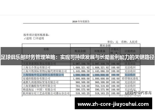 足球俱乐部财务管理策略:实现可持续发展与长期盈利能力的关键路径 足球俱乐部财务管理策略:实现可持续发展与长期盈利能力的关键路径